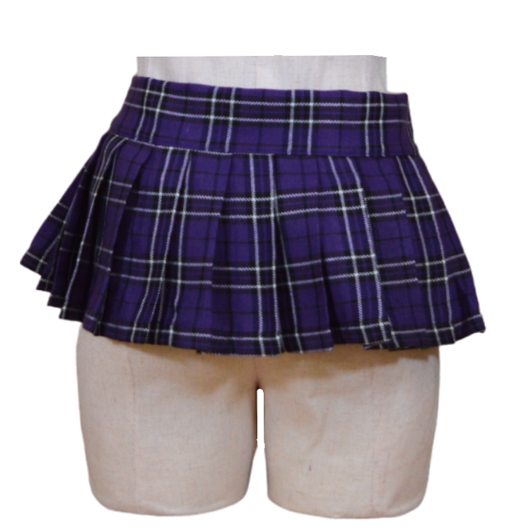 This image displays a stylish plaid skirt, perfect for making a fashion statement at school or during extracurricular activities. The skirt features a bold purple color with a classic checkered pattern, enhancing its playful yet chic appeal.