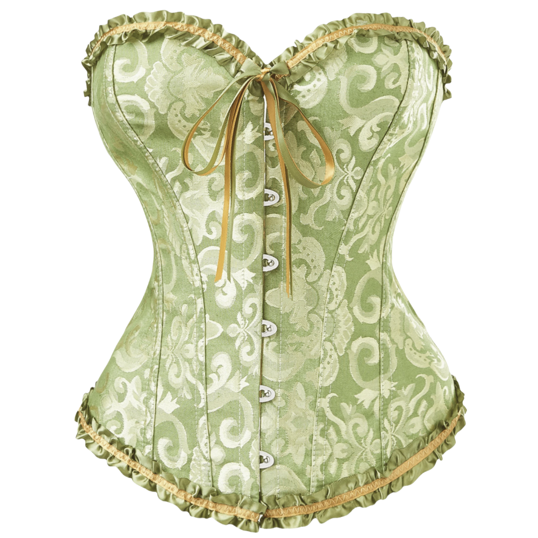 5085 Floral Jacquard Strapless Corset Top with Satin Ribbon Bow