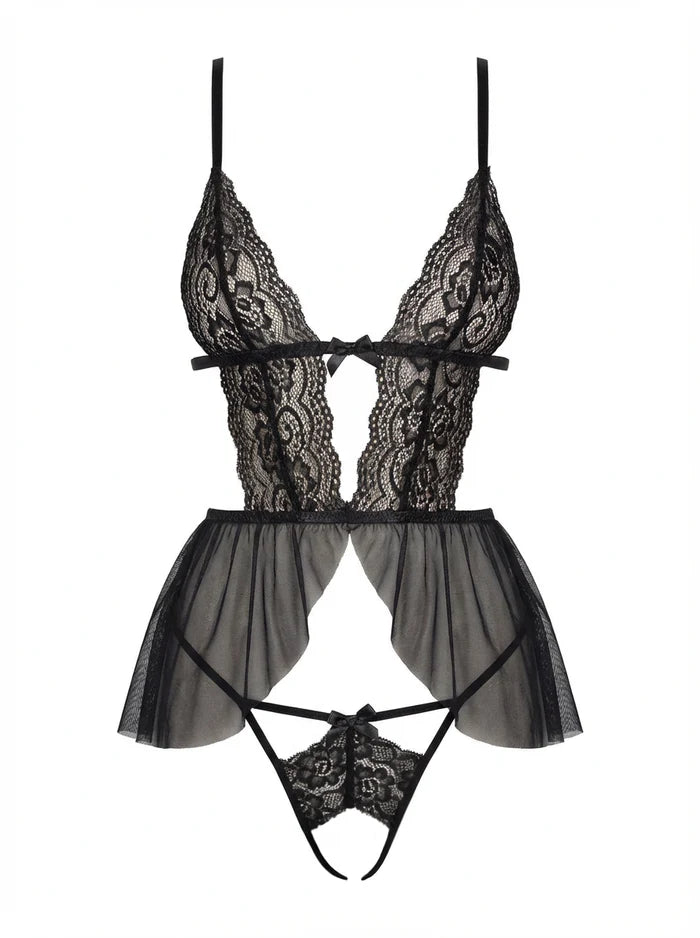 81677 Lace Sheer Skirt Set