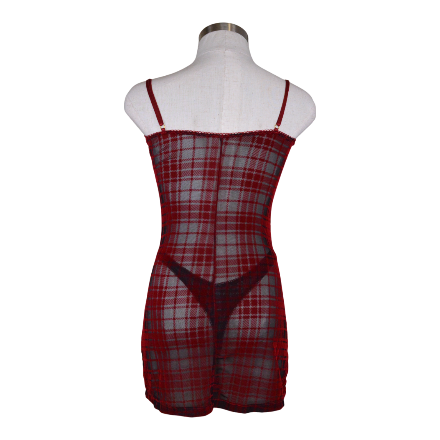 775405 Plaid Burnout Velvet Chemise