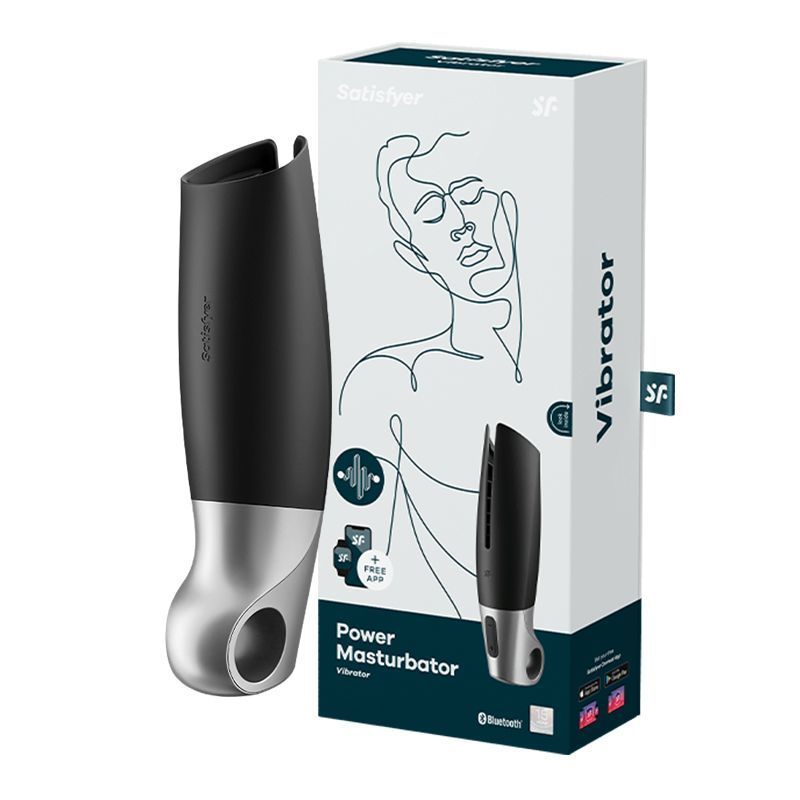 Satisfyer Power Stroker Rechargeable Silicone Stroker -Black