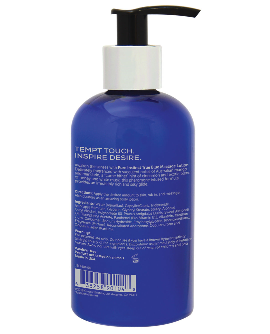 Pure Instinct Pheromone Massage Lotion True Blue 8oz
