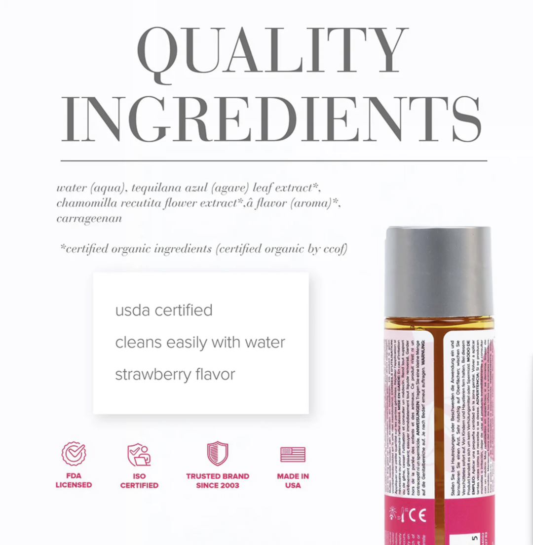 Jo NaturaLove Organic Strawberry Fields Flavored Lubricant 4oz