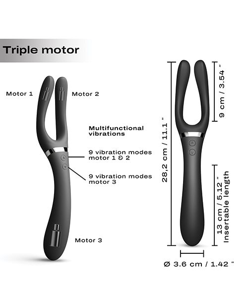 Dorcel Infinite Joy Bendable Forked Vibrator Black