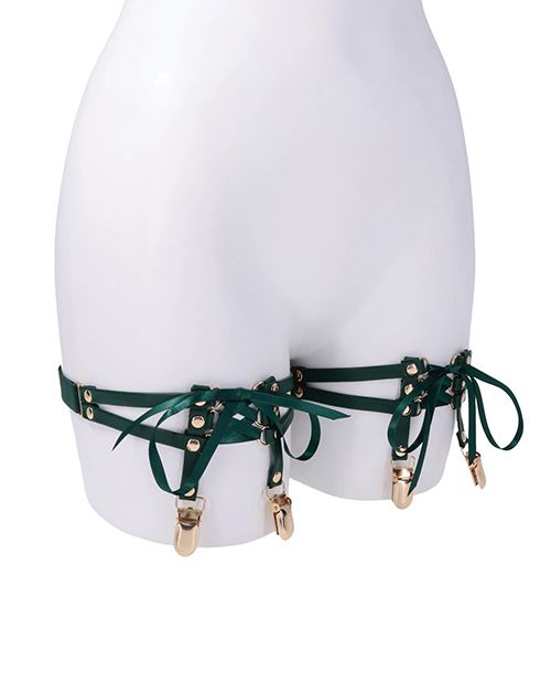 Sex & Mischief Indica Laced Up Garters Green