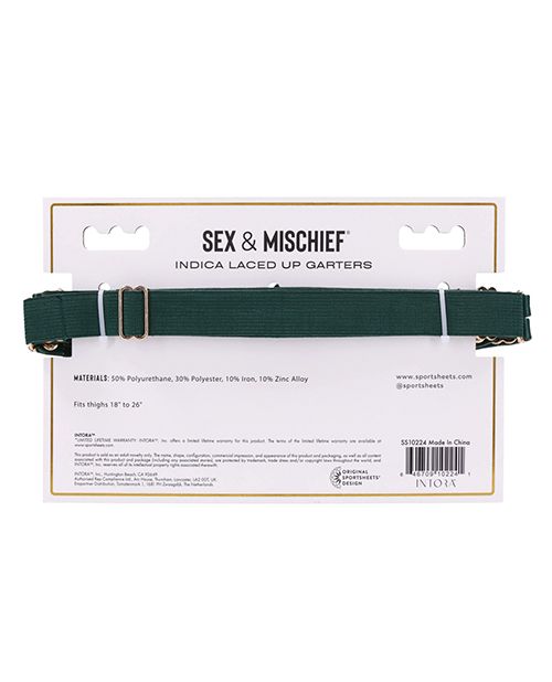 Sex & Mischief Indica Laced Up Garters Green