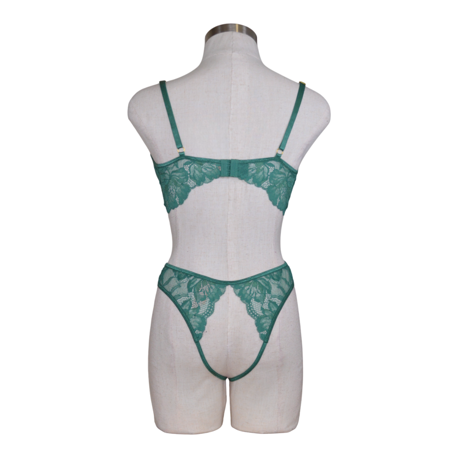 2439 Green Lace Bra Set With Chain