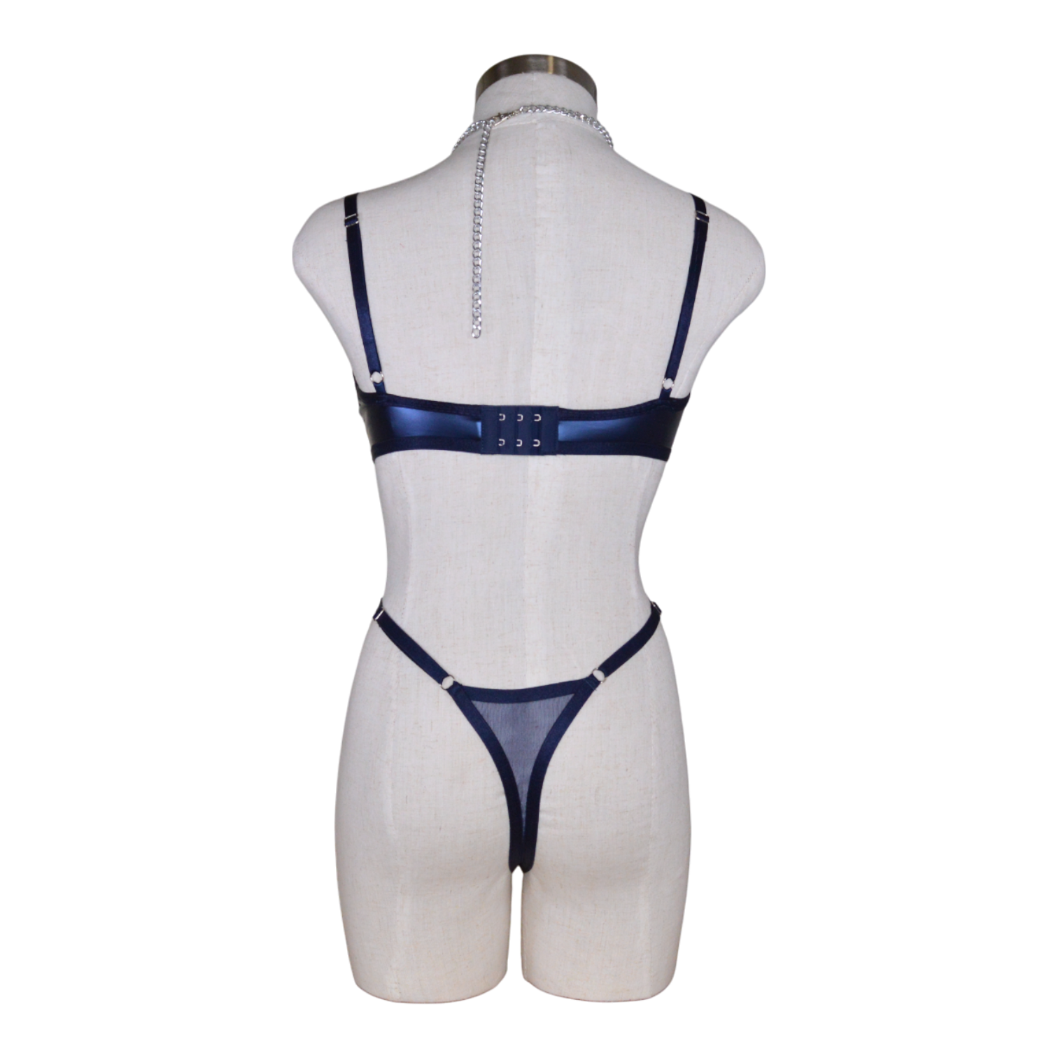 25203 Darque Midnight Wet Look & Lace Underwire Set