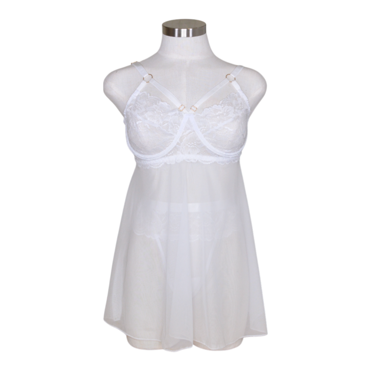 25127 Scallop Stretch Lace & Mesh Babydoll