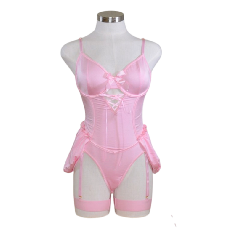 11686 Pink Lace Up Teddy