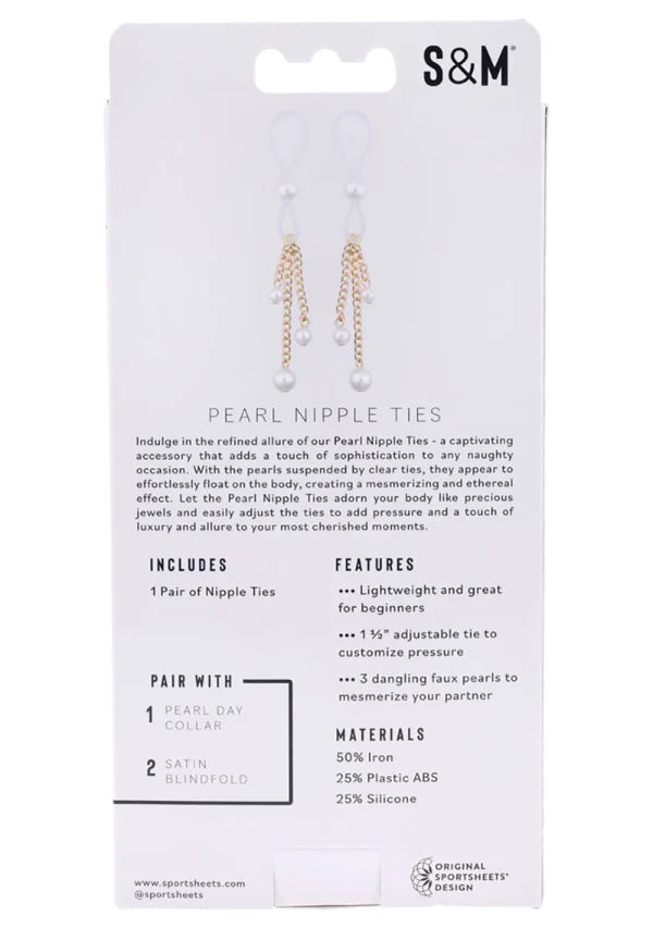 Sex & Mischief Pearl Nipple Ties -White/Gold