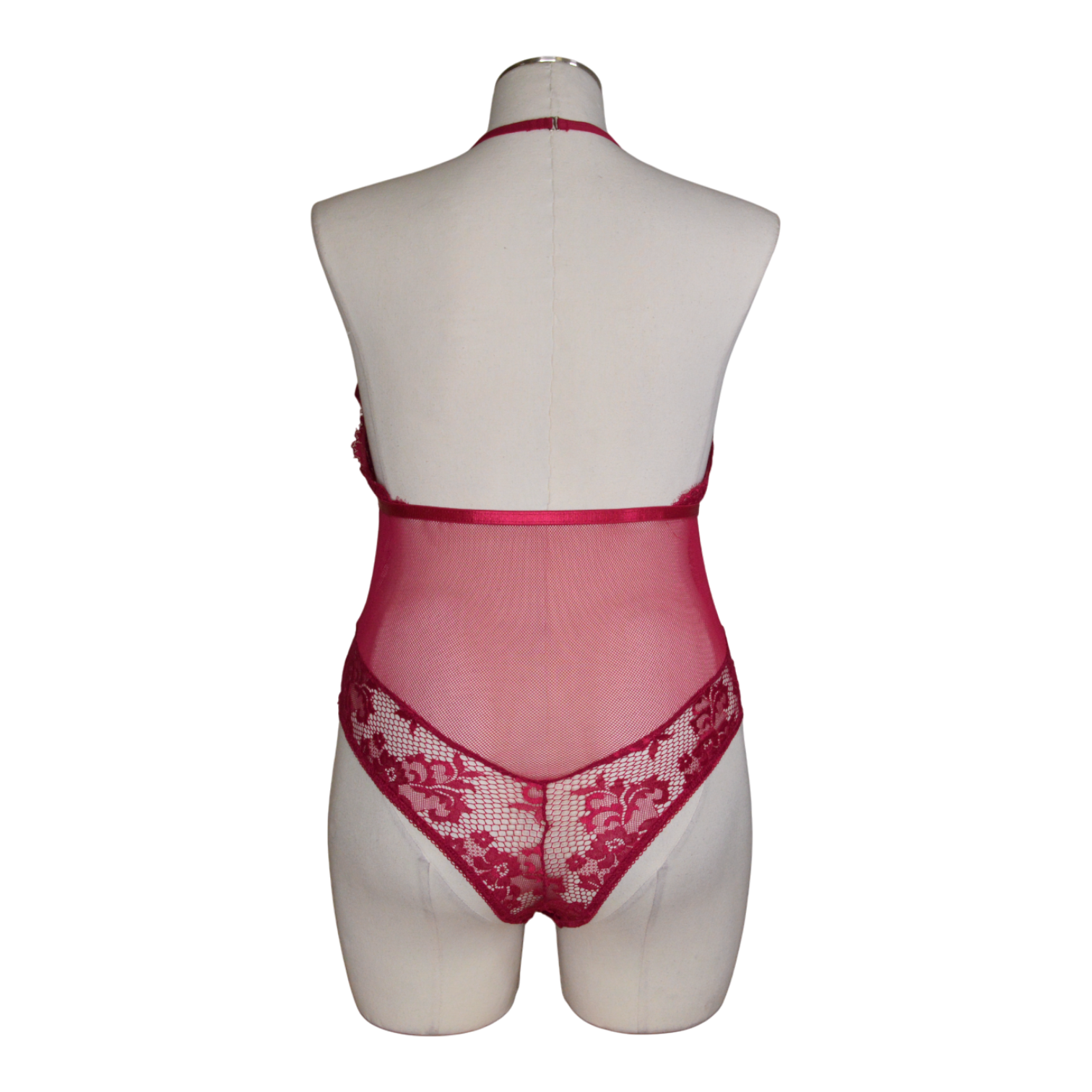 418 Black Cherry Halter Teddy