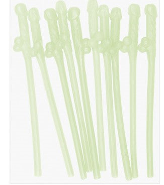 Party Pecker Sipping Straws - Glow-in-the-Dark Pack of 10