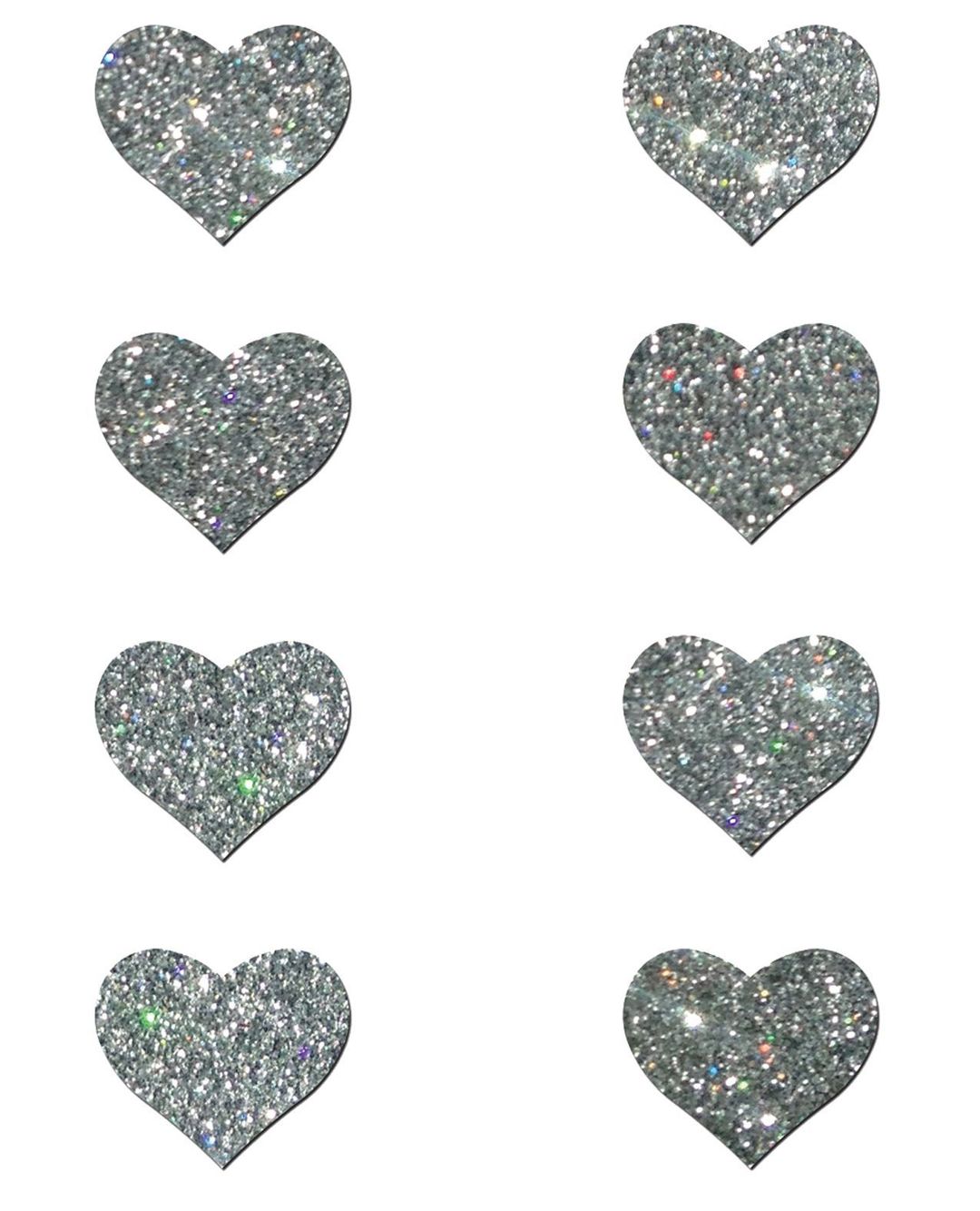 Pastease Mini Glitter Hearts Silver Pack of 8