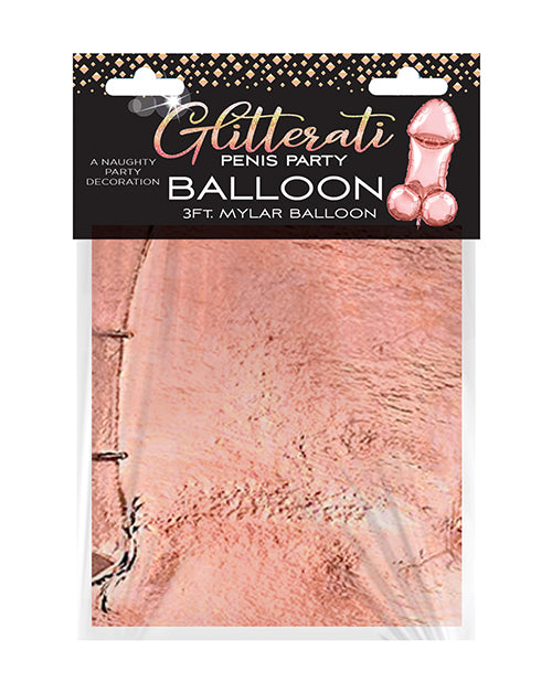 Glitterati Penis 3ft Mylar Balloon -Rose Gold