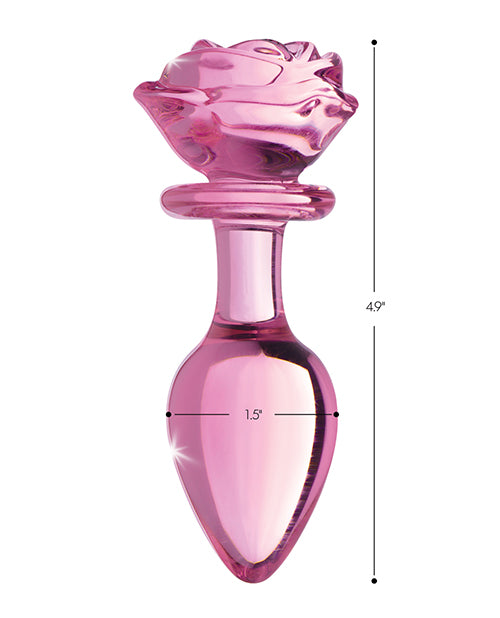 Booty Sparks Pink Rose Glass Anal Plug