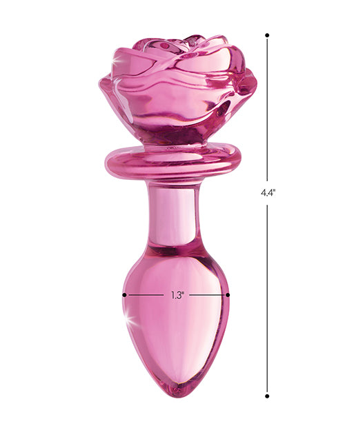 Booty Sparks Pink Rose Glass Anal Plug