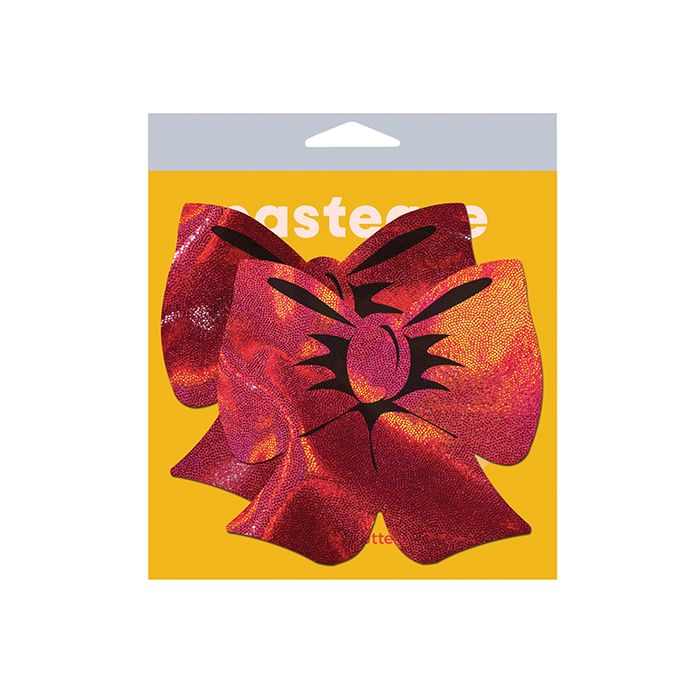 Pastease Coverage Holographic Bow Red