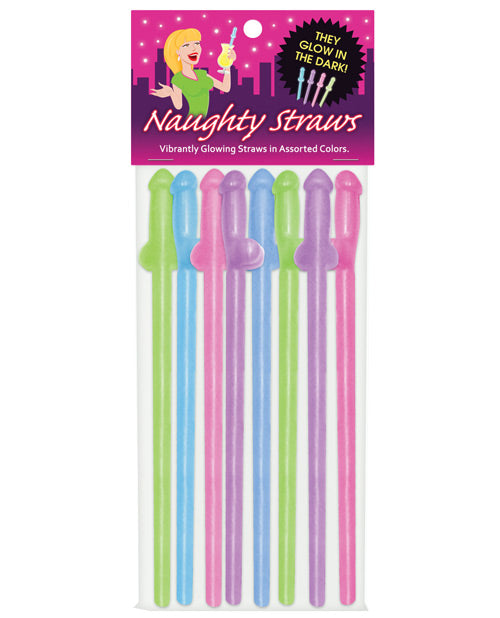 Glow in the Dark Penis Straws - Pack of 8