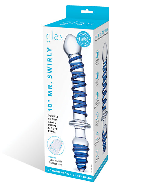 Glas 10" Mr. Swirly Double Ended Glass Dildo & Plug