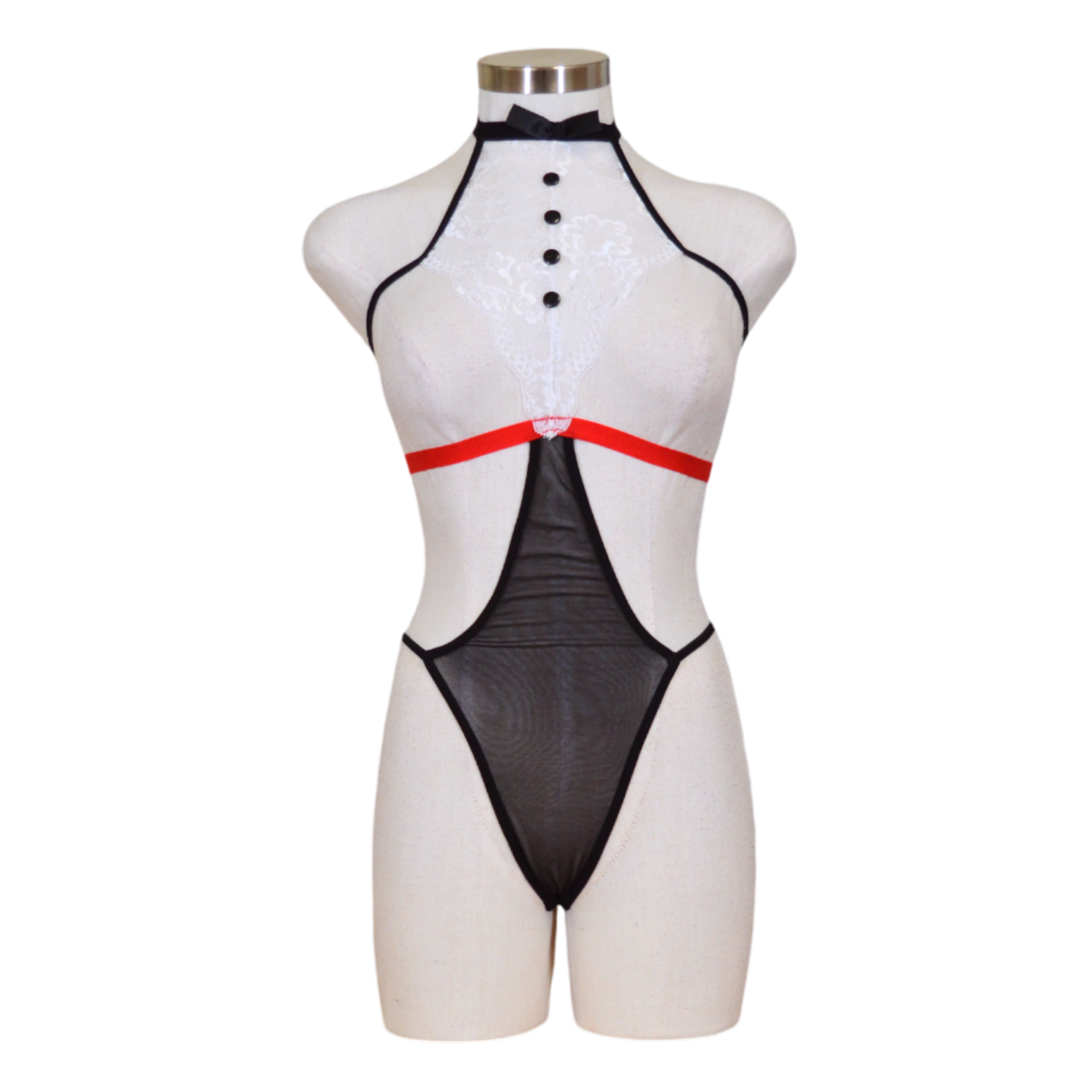 Lace And Mesh Tuxedo Teddy