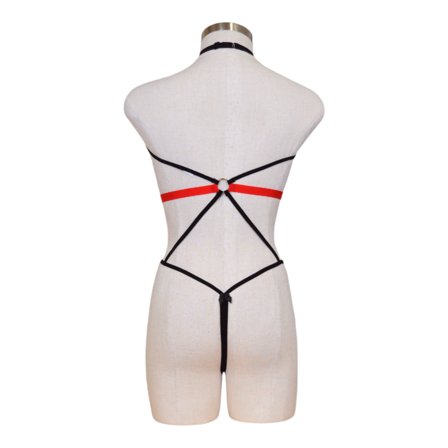 Lace And Mesh Tuxedo Teddy Back View