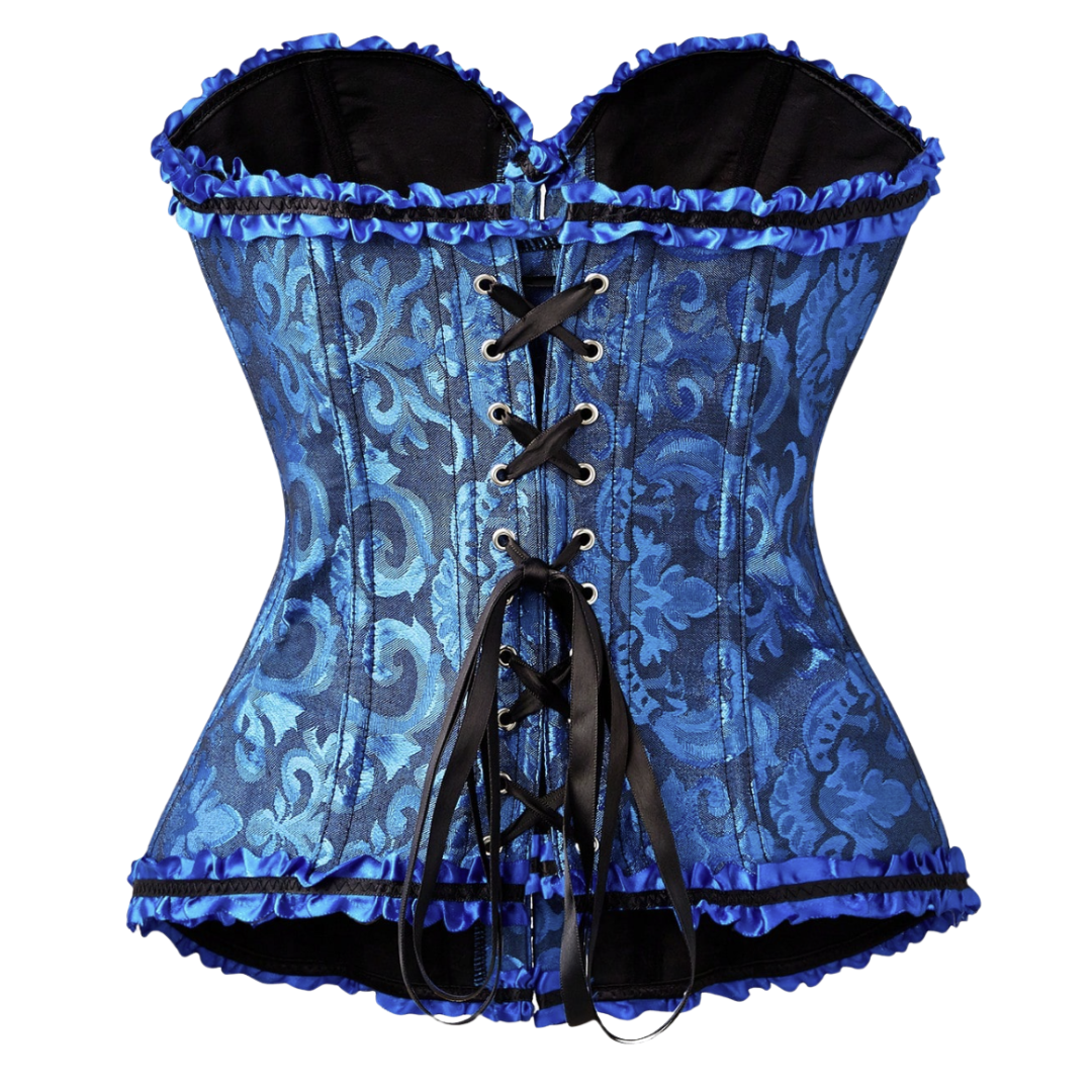 5085 Floral Jacquard Strapless Corset Top with Satin Ribbon Bow