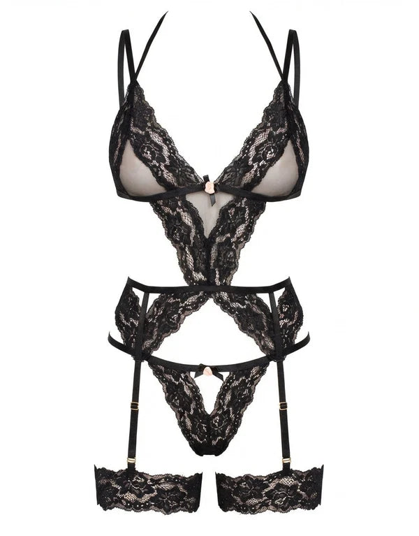 86146 Lace Trimmed Sheer Set