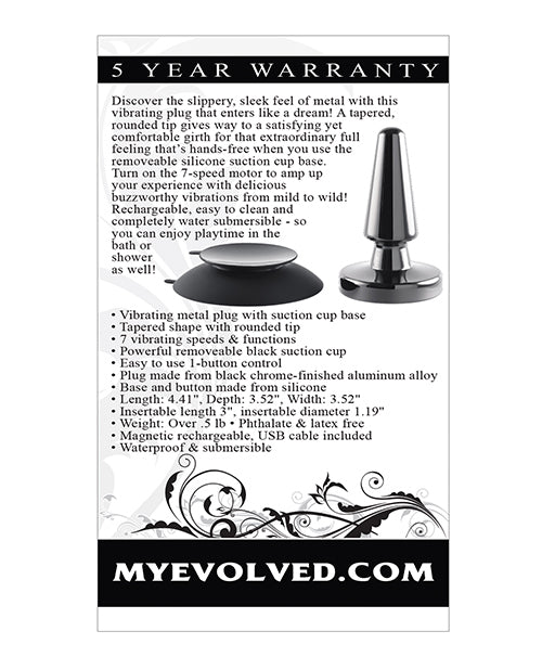 Evolved Beginner Vibrating Rechargeable Metal Plug -Black