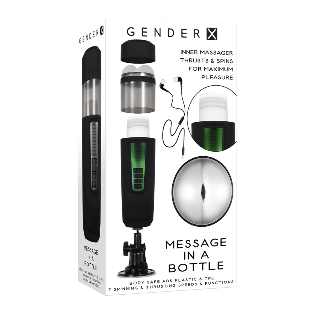 Message In A Bottle Rechargeable Thrusting Spinning Stroker