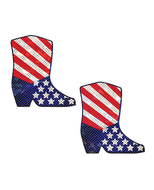 Pastease Premium Sparkling Stars & Strips USA Cowboy Boot - Red/White/Blue