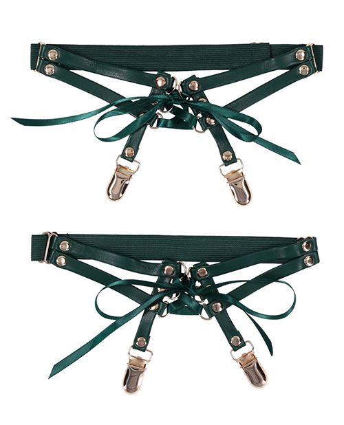 Sex & Mischief Indica Laced Up Garters  Green