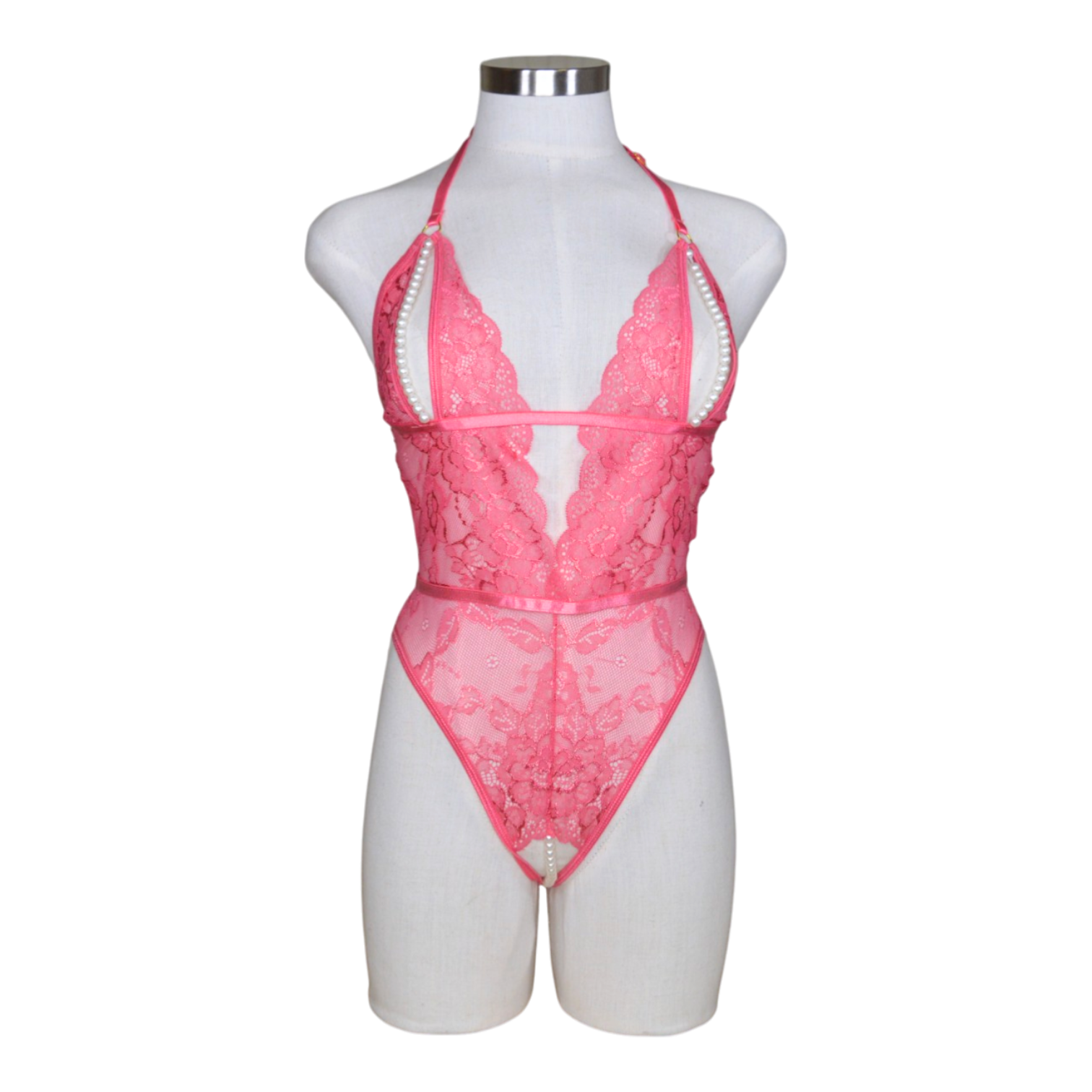 2637 Split Pearl Cup Crotchless Teddy