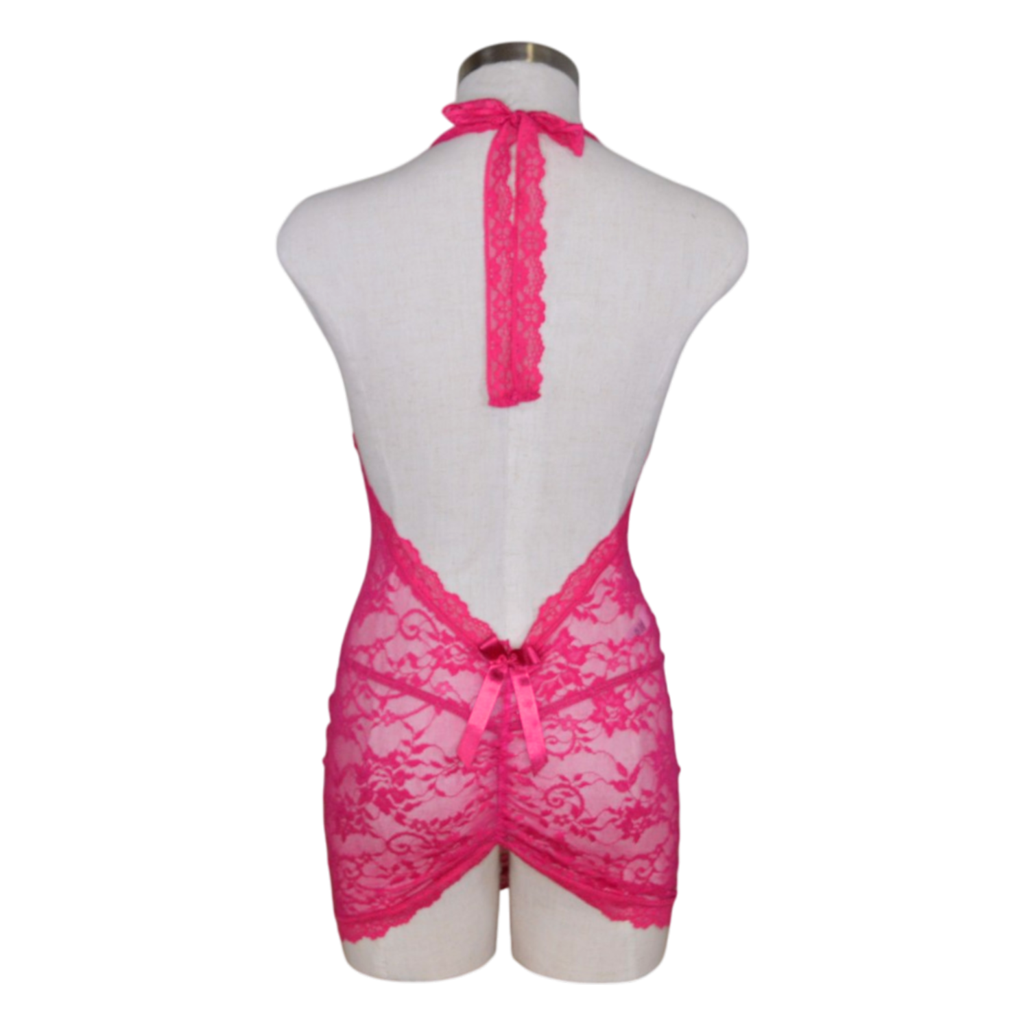 7626 Plunge Lace Halter Babydoll