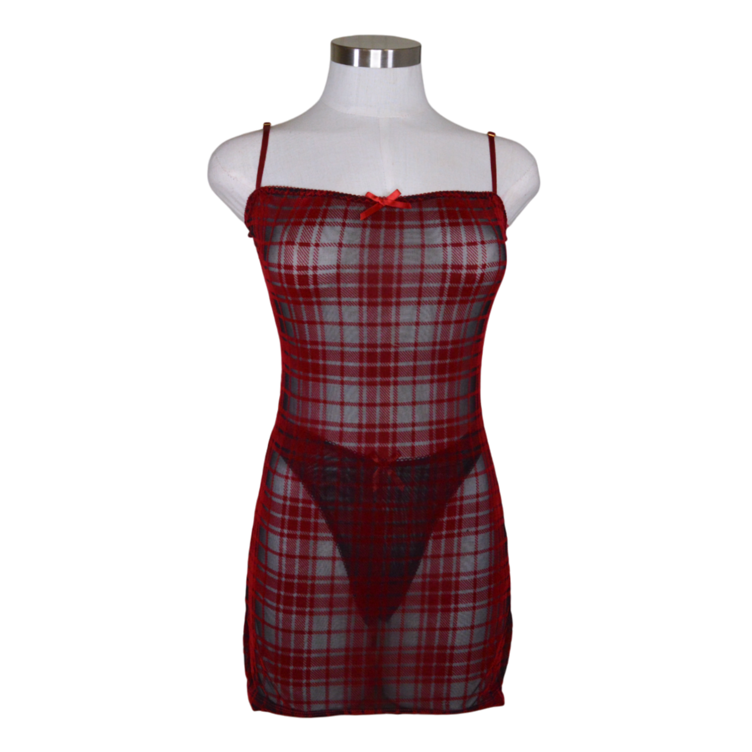775405 Plaid Burnout Velvet Chemise