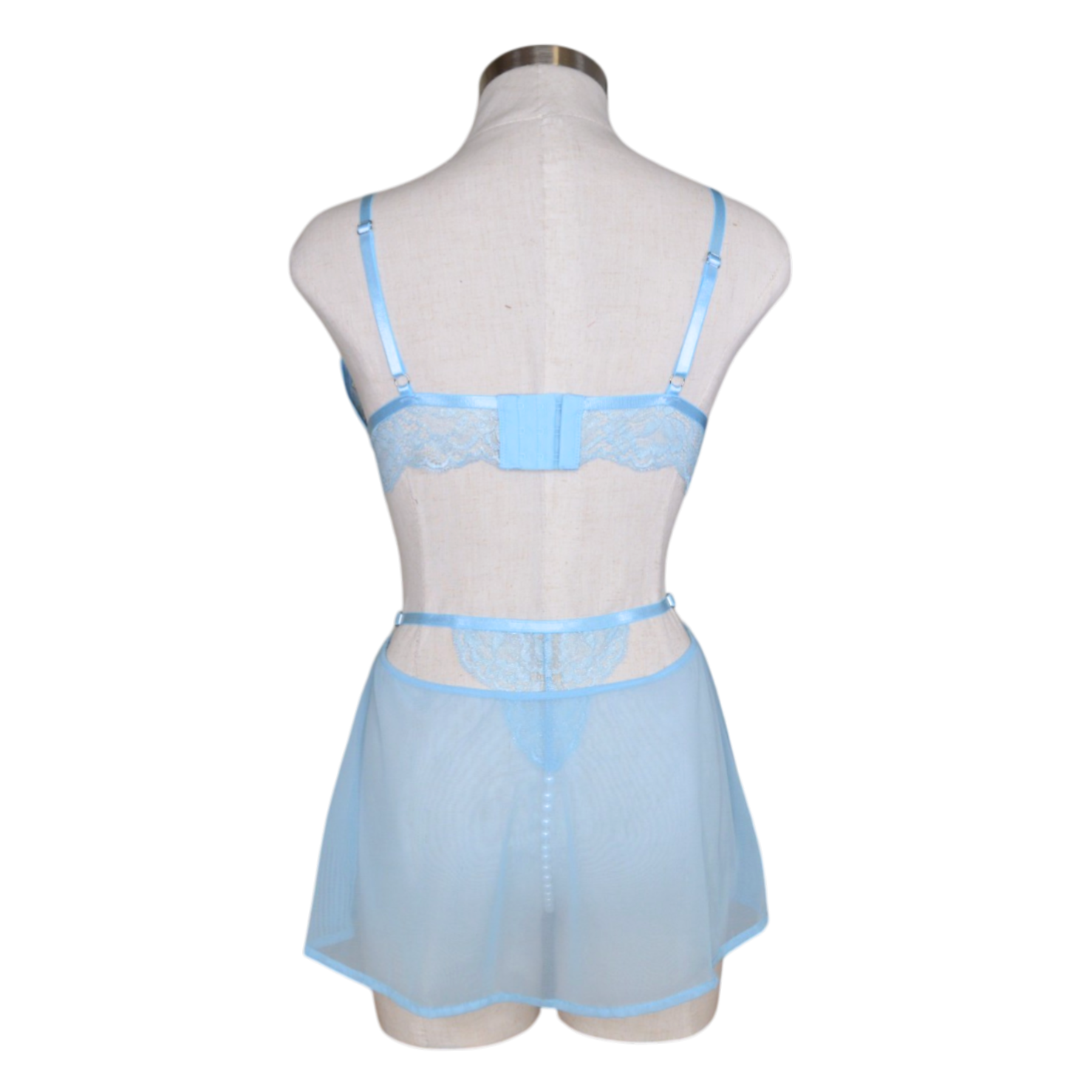 2640 Metallic Lace Pearl Babydoll Set