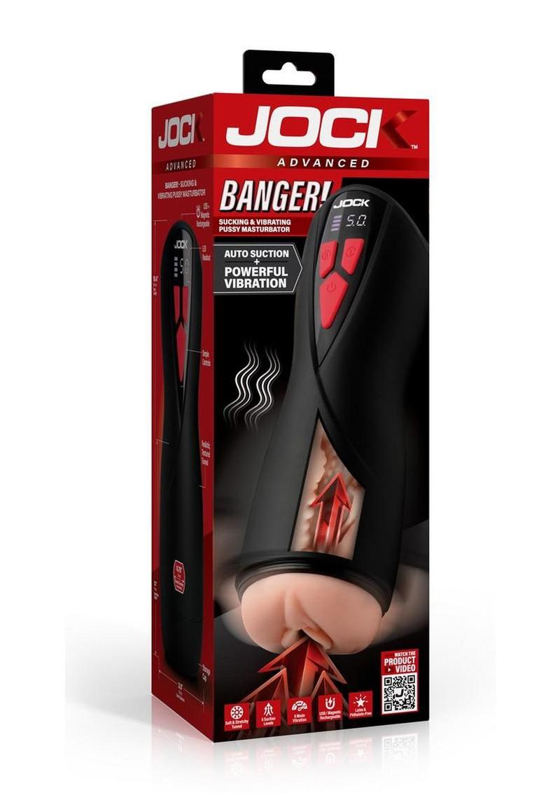 Jock Banger Sucking & Vibrating Rechargeable Stroker Vanilla