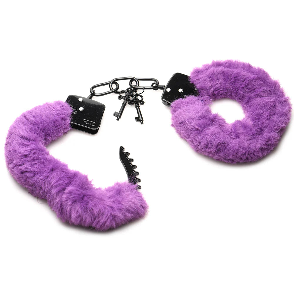 Master Series Cuffed in Fur Furry Handcuffs -Purple