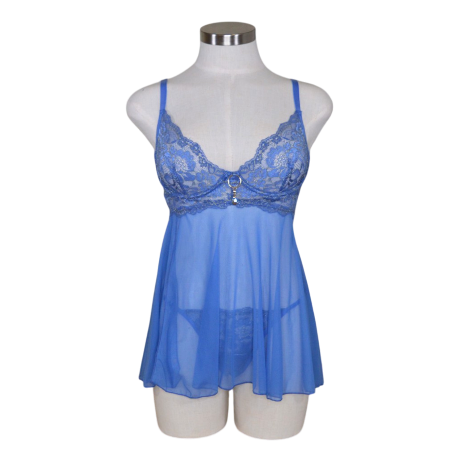 44549 Jeweled Lace Slit Babydoll