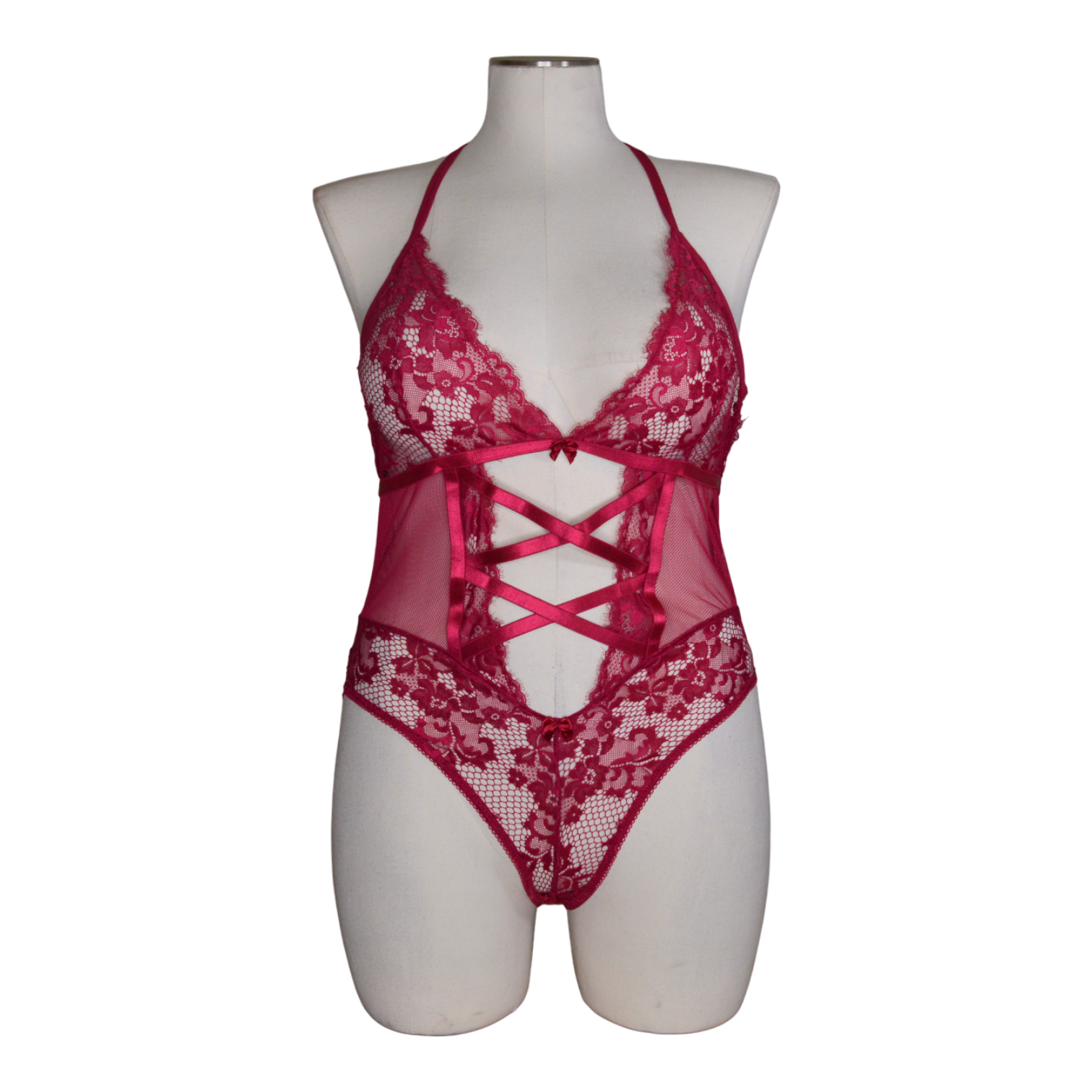 418 Black Cherry Halter Teddy