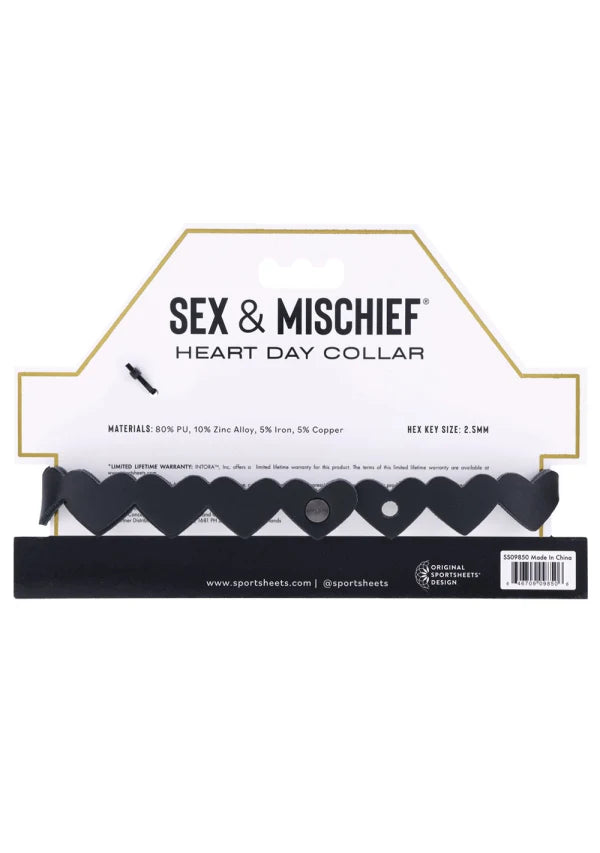 Sex & Mischief Heart Day Collar -Black
