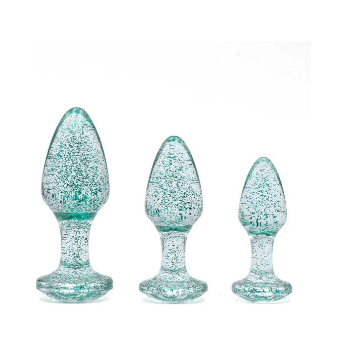 Adam & Eve Glitter Gem Butt Plug Set Blue Adam & Eve Glitter Gem Butt Plug Set Blue