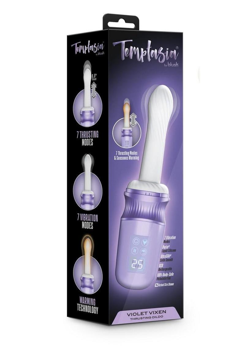 Temptasia Violet Vixen Rechargeable Silicone Thrusting Dildo Vibrator With Mount