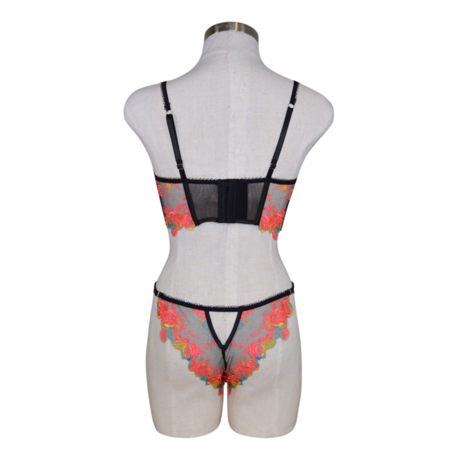 1041 Rose Floral Embroidered Lace Bralette Set