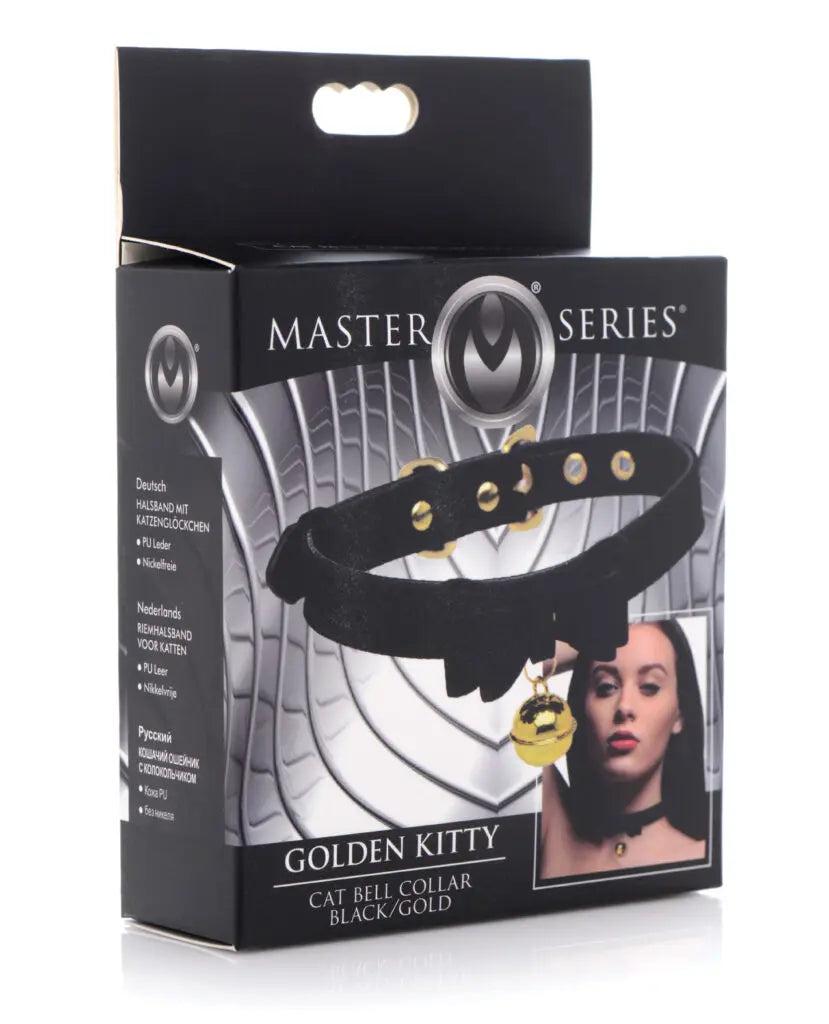 Master Series Golden Kitty Cat Bell Collar -Black/Gold