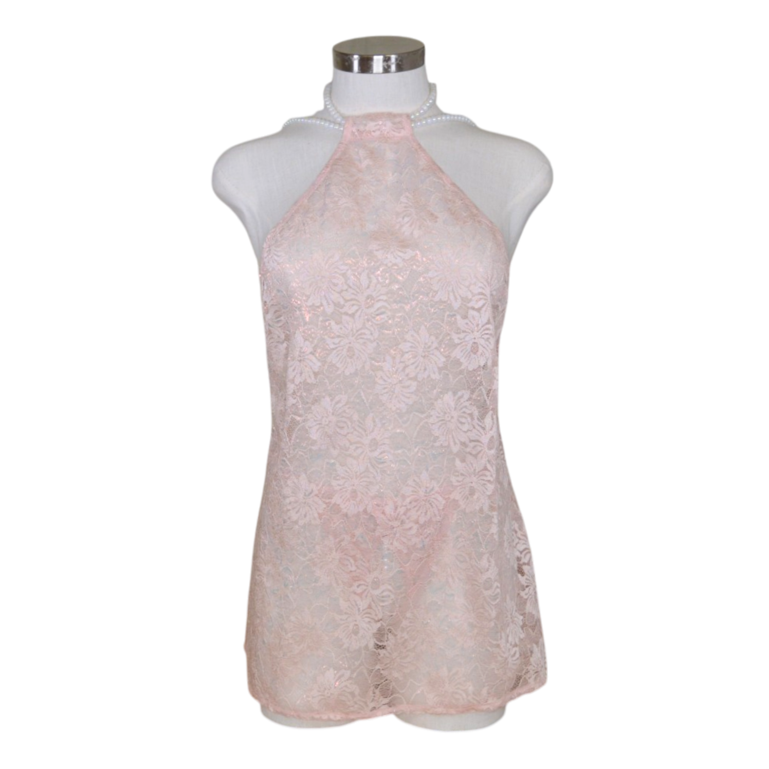 2634 Iridescent Lace Halter Chemise