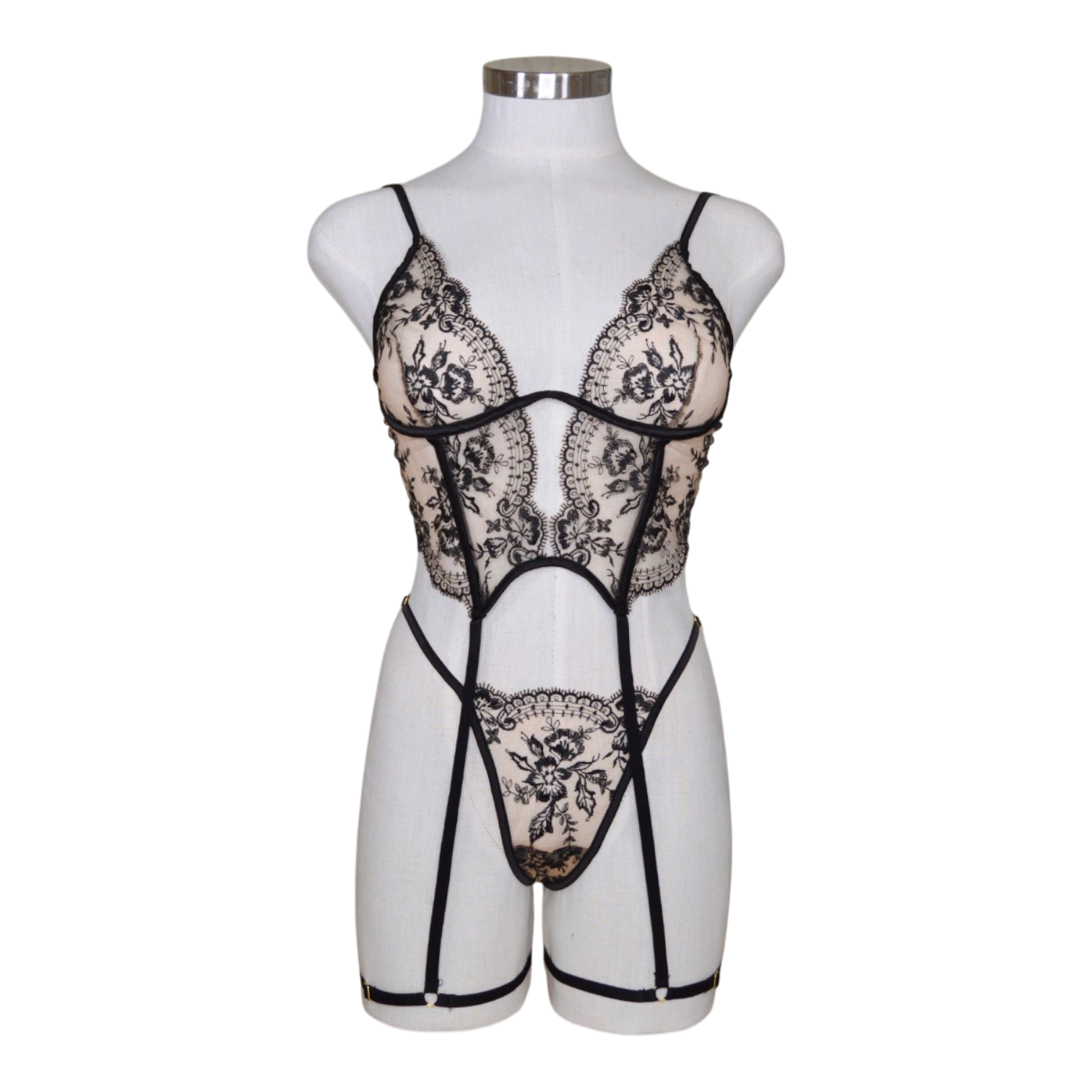 80026 Mesh Sheer Embroidered Bustier