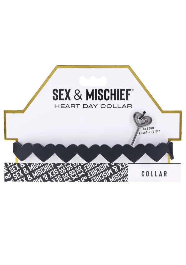 Sex & Mischief Heart Day Collar -Black