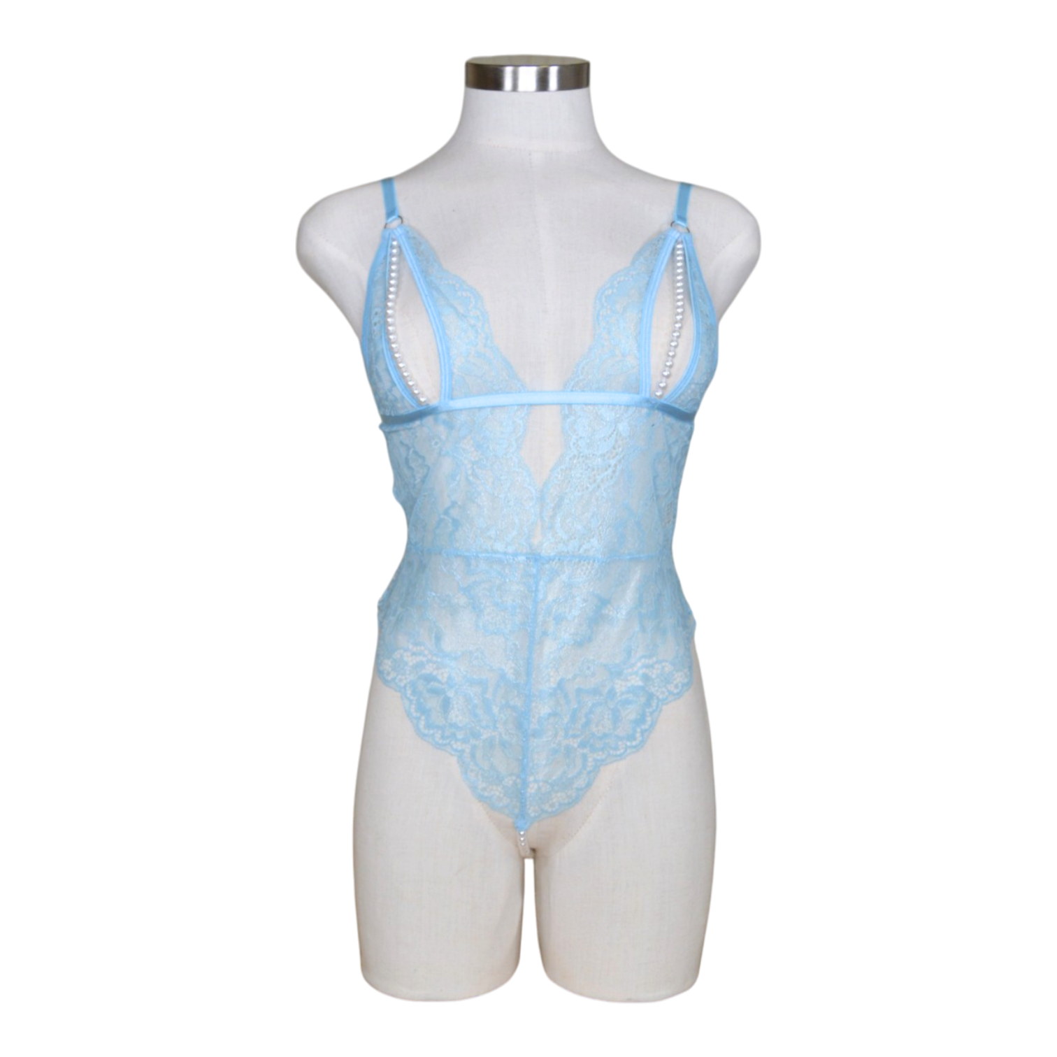 2639 Metallic Foil Lace Pearl Teddy