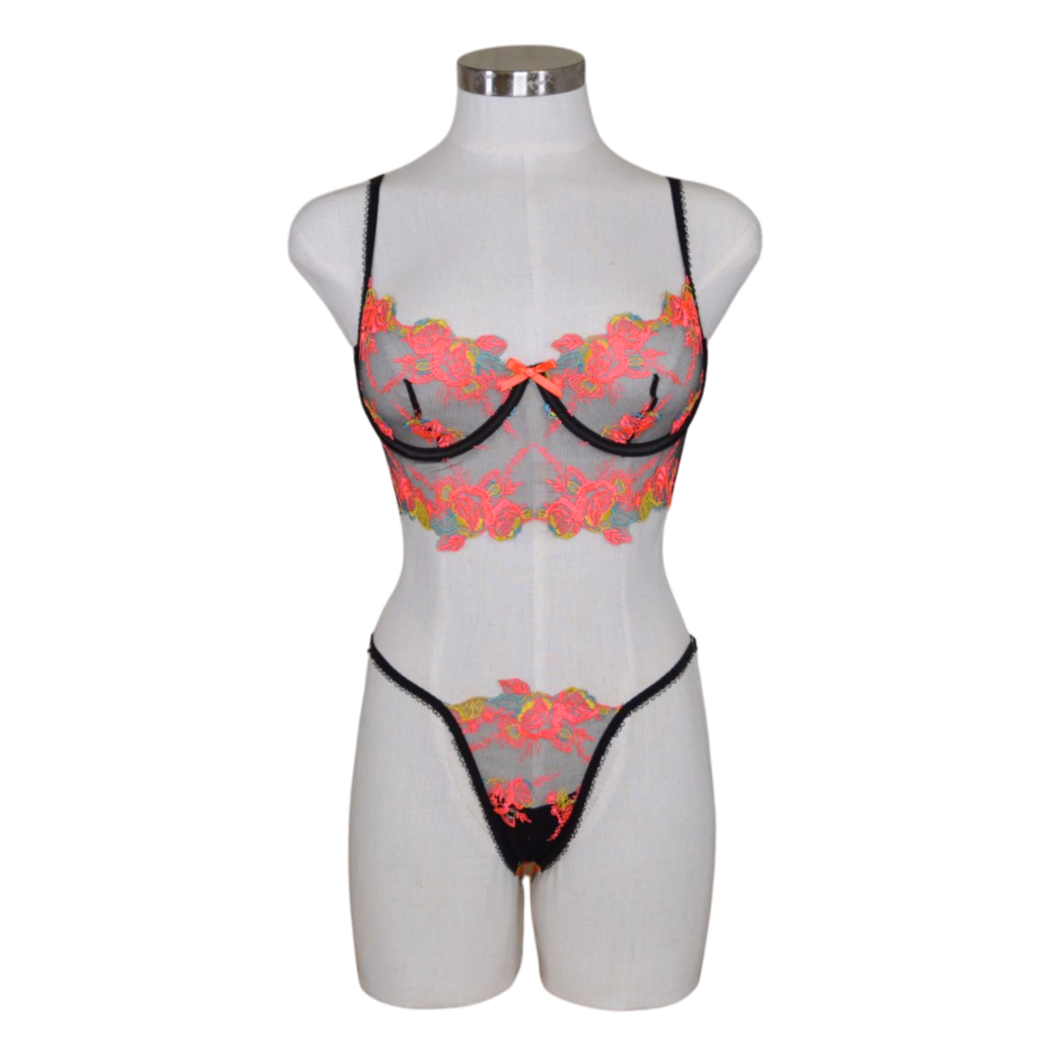 1041 Rose Floral Embroidered Lace Bralette Set